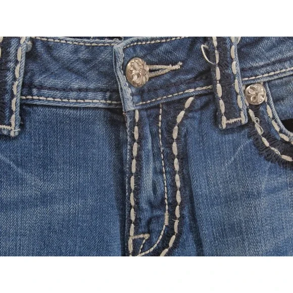 Miss Me Thick Stitched Pocket Dark Wash Straight Leg Jeans‎ Sz30 JP5014SK-4 - Picture 3 of 14